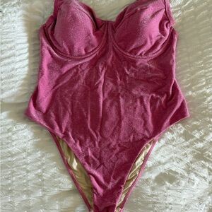 Plus Size Pink Shimmer One-Piece Swim